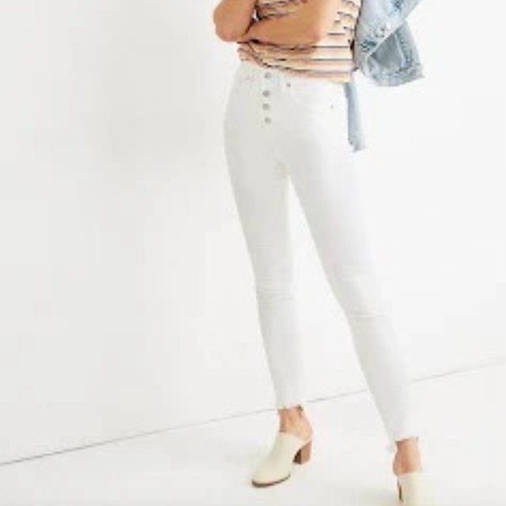 Madewell 10" High Rise Step Hem Edition Skinny White Jeans 27